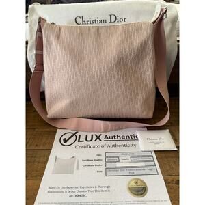 Christian Dior Crossbody Bag Womens Medium Pink Trotter Canvas Italy Dust Bag